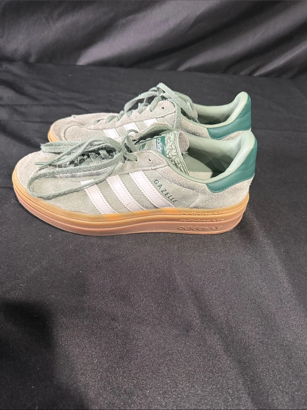 adidas women’s Sage Green Suede Sneakers with Gum Outsole